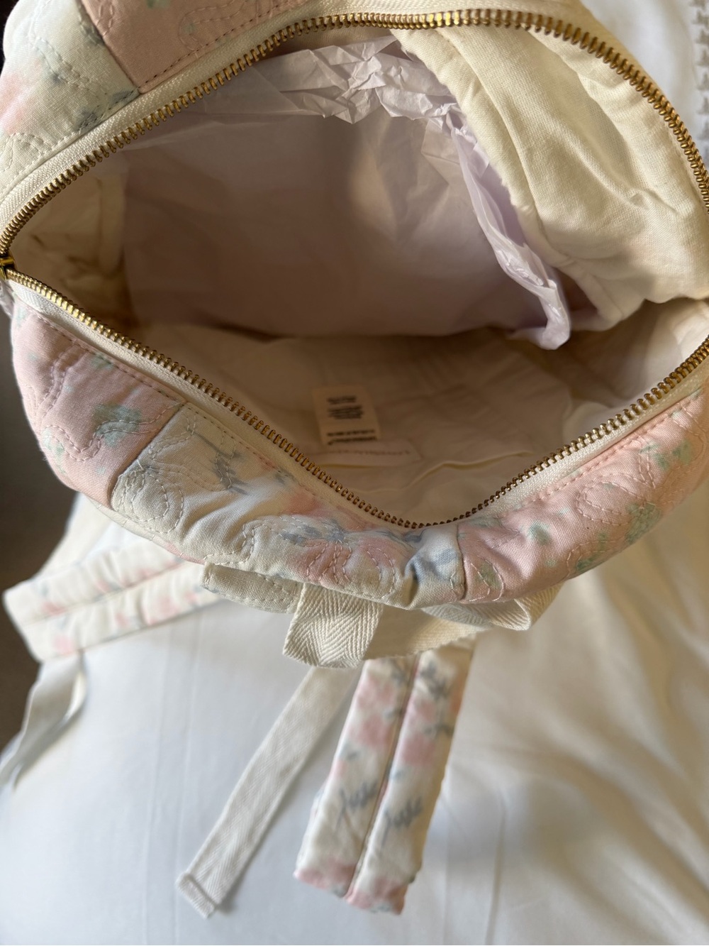 LoveShackFancy x Anthropologie Quilted Soft Pink Floral Backpack - Picture 9 of 10